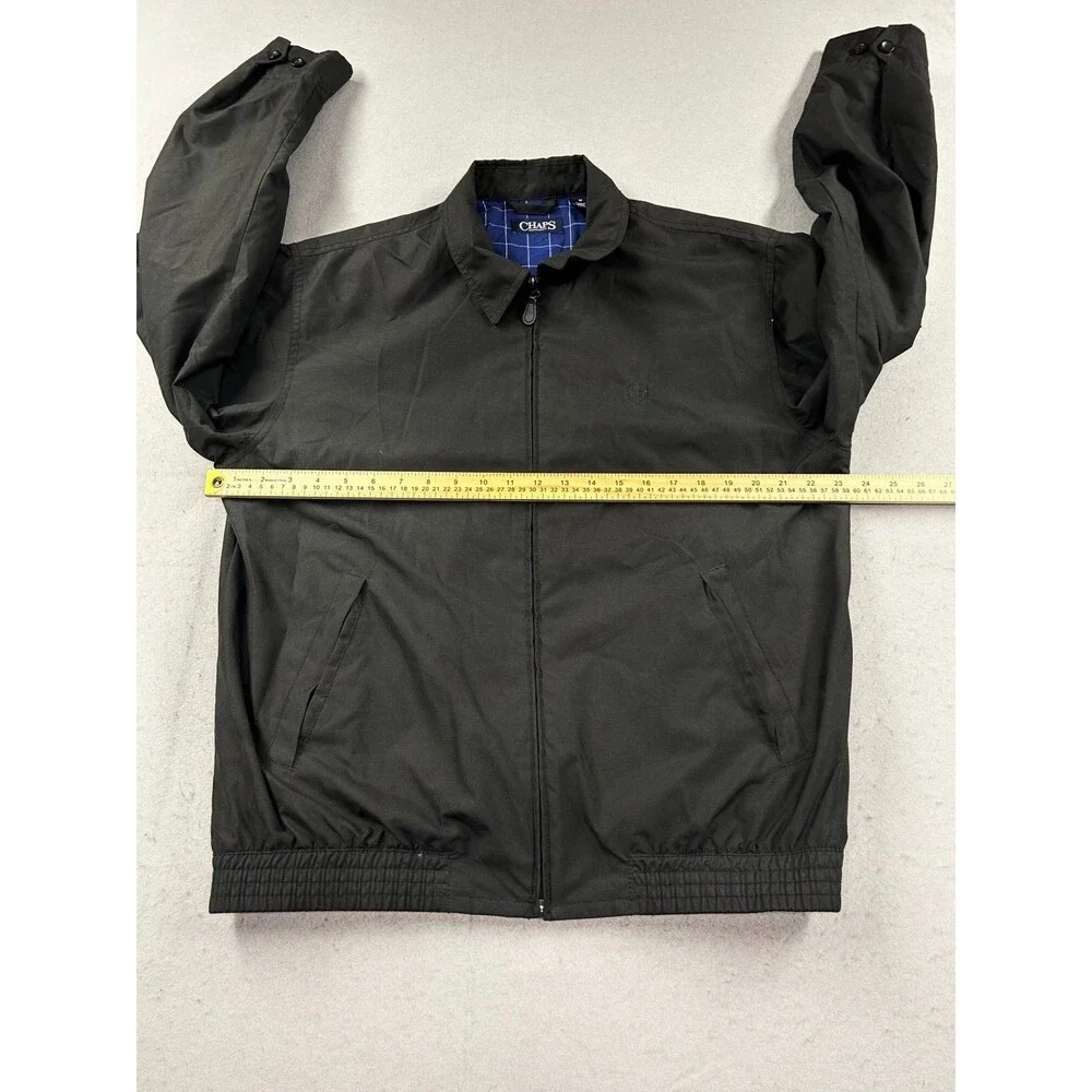 Chaps Ralph Lauren Jacket Men's Medium Black Full Zip Harrington Lined Preppy